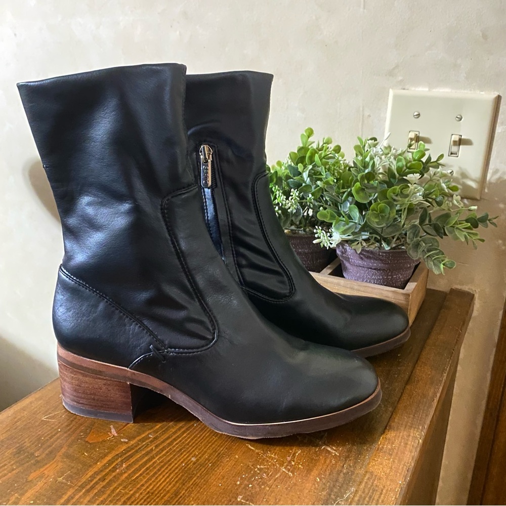 Franco Sarto Studio Black Block Heel Ankle Boots Women’s 7M A-Zaren Bootie